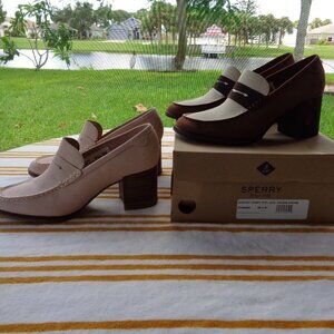 SPERRY Seaport Penny Heel Lot of 2 pair 8.5 Brown NIB & Pink